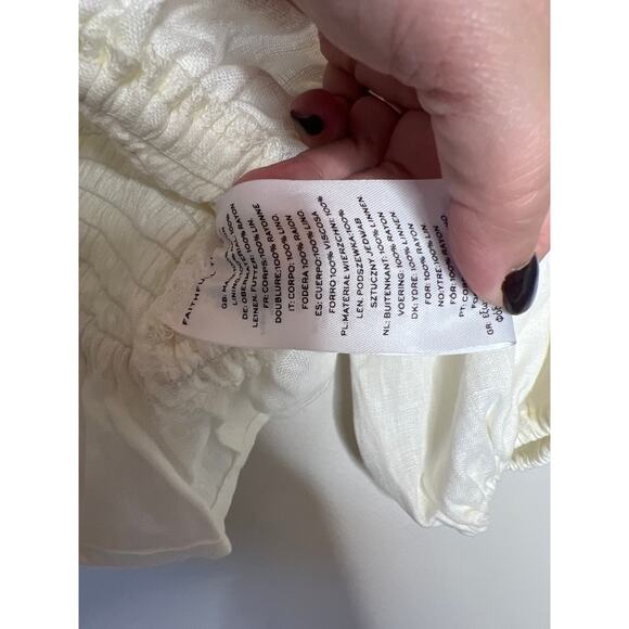 NEW Faithfull The Brand Puff Sleeves Elastic Cuff Kinsley Top Plain White Size:4 - Picture 5 of 7